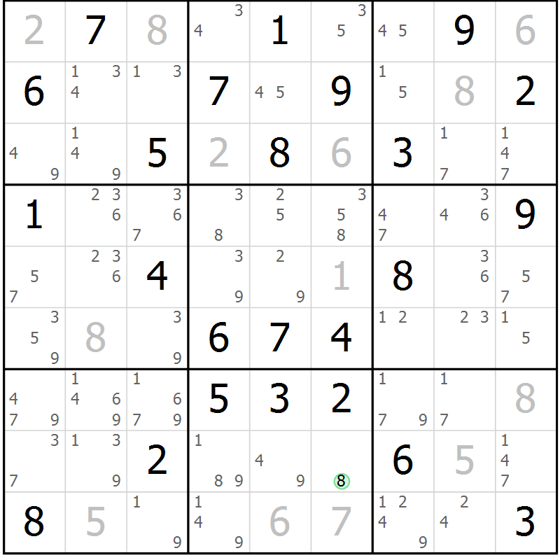 Position des candidats pour la solution de la Gr 62 page 65 du magazine de sudoku Maestro n° 101