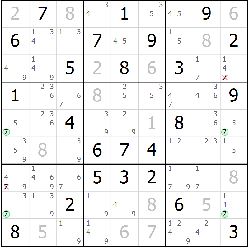 Position des candidats pour la solution de la Gr 62 page 65 du magazine de sudoku Maestro n° 101