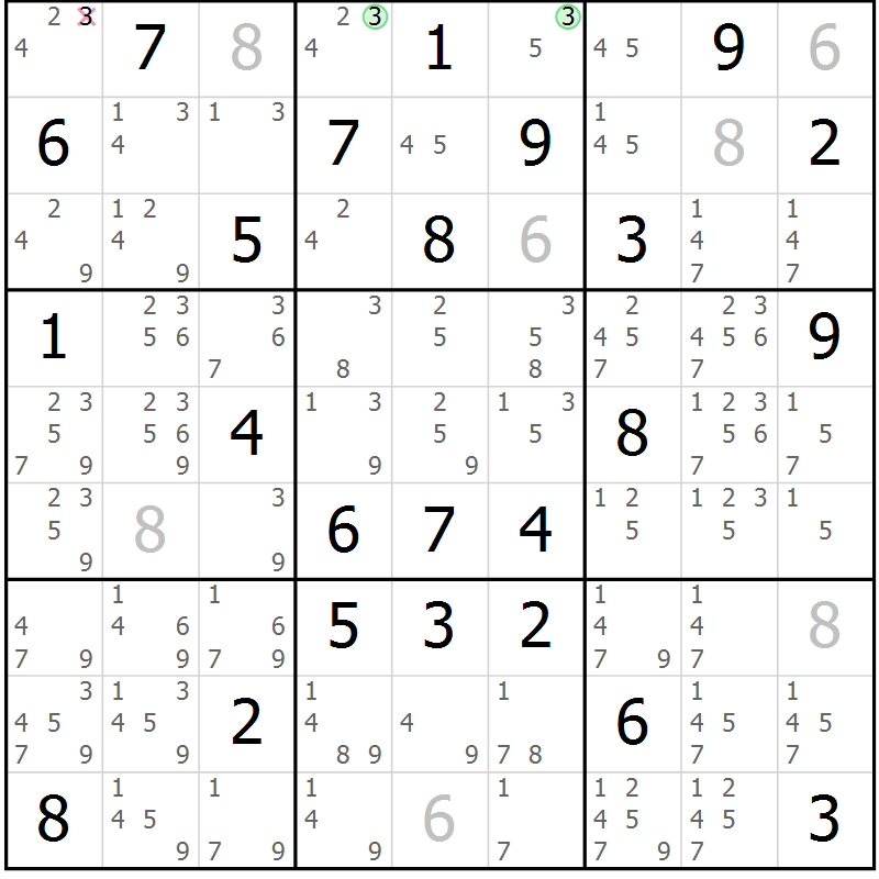 Position des candidats pour la solution de la Gr 62 page 65 du magazine de sudoku Maestro n° 101