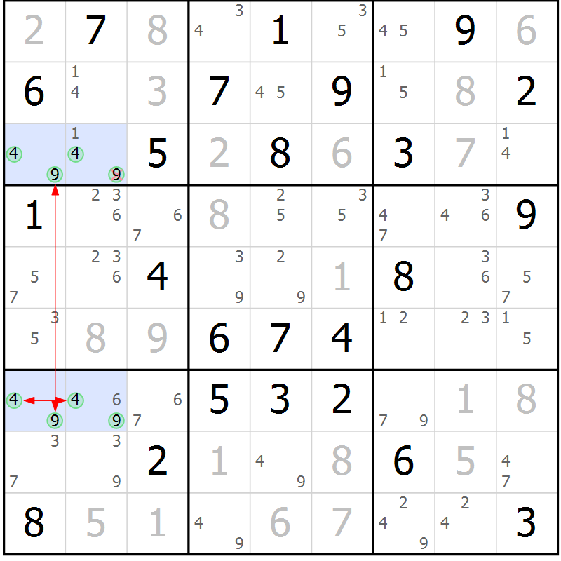 Position des candidats pour la solution de la Gr 62 page 65 du magazine de sudoku Maestro n° 101