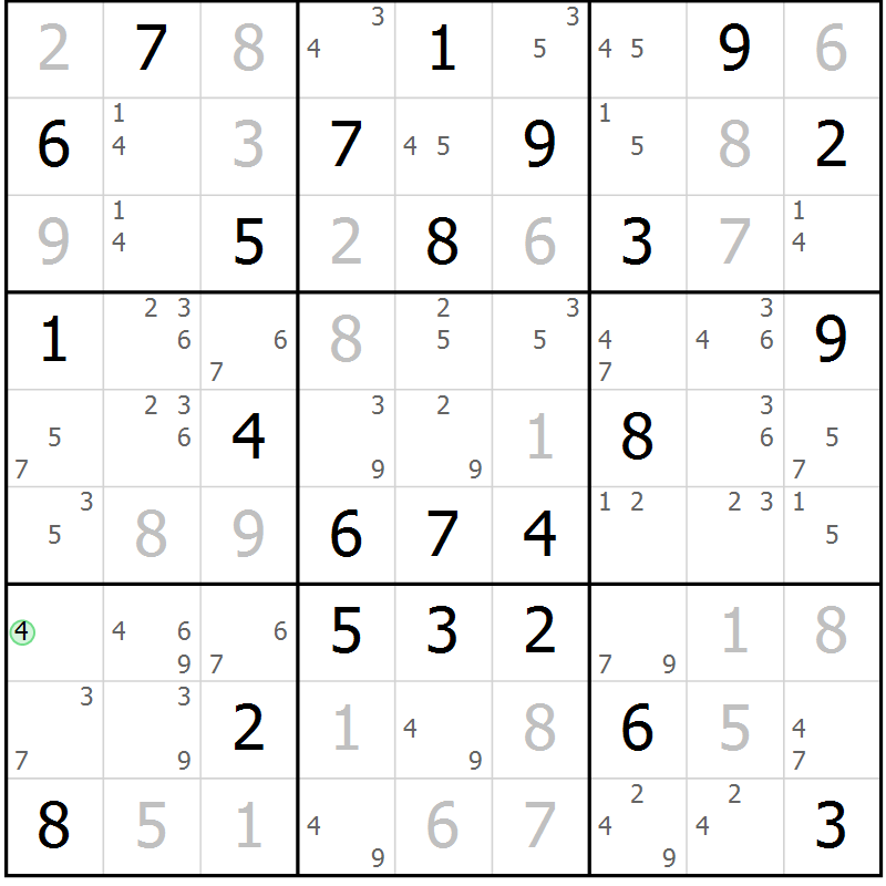 Position des candidats pour la solution de la Gr 62 page 65 du magazine de sudoku Maestro n° 101