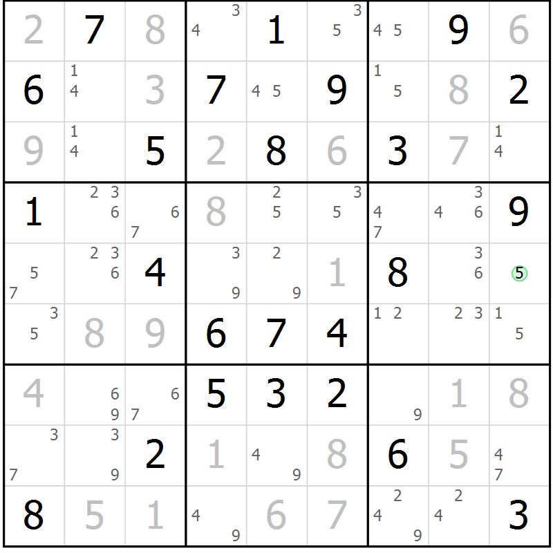 Position des candidats pour la solution de la Gr 62 page 65 du magazine de sudoku Maestro n° 101