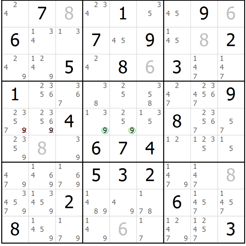 Position des candidats pour la solution de la Gr 62 page 65 du magazine de sudoku Maestro n° 101