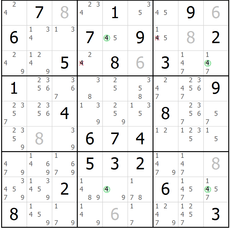 Position des candidats pour la solution de la Gr 62 page 65 du magazine de sudoku Maestro n° 101