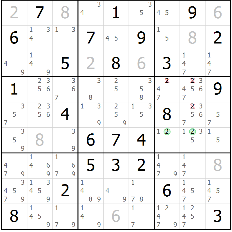 Position des candidats pour la solution de la Gr 62 page 65 du magazine de sudoku Maestro n° 101