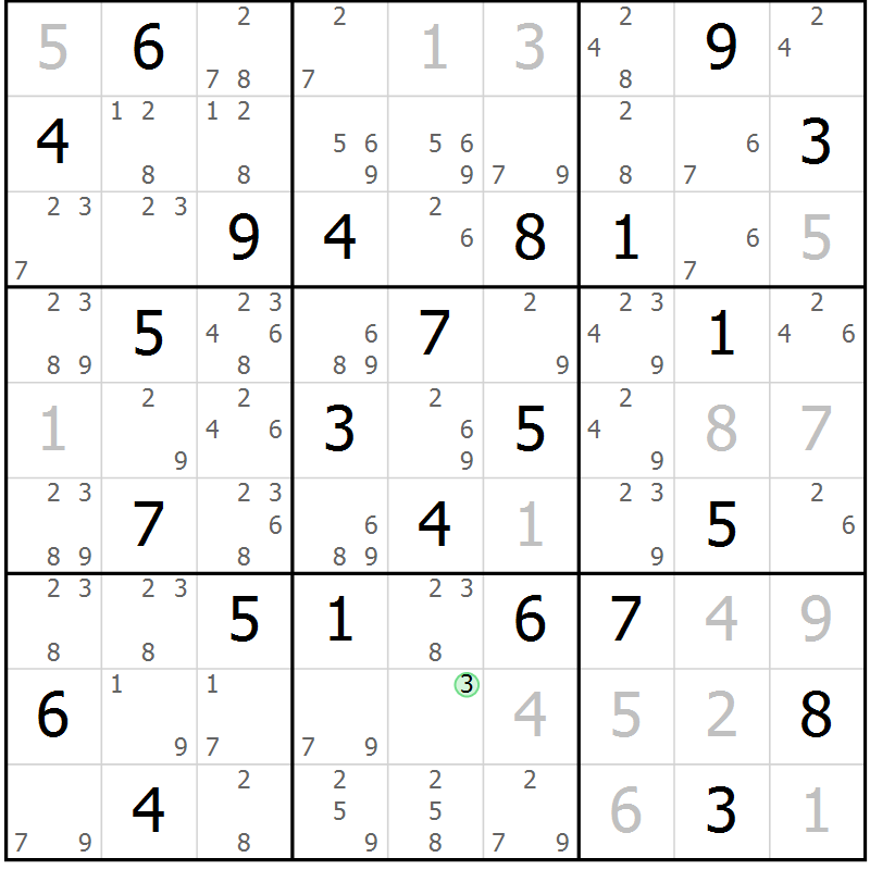 Position des candidats pour la solution de la Gr 63 page 66 du magazine de sudoku Maestro n° 101