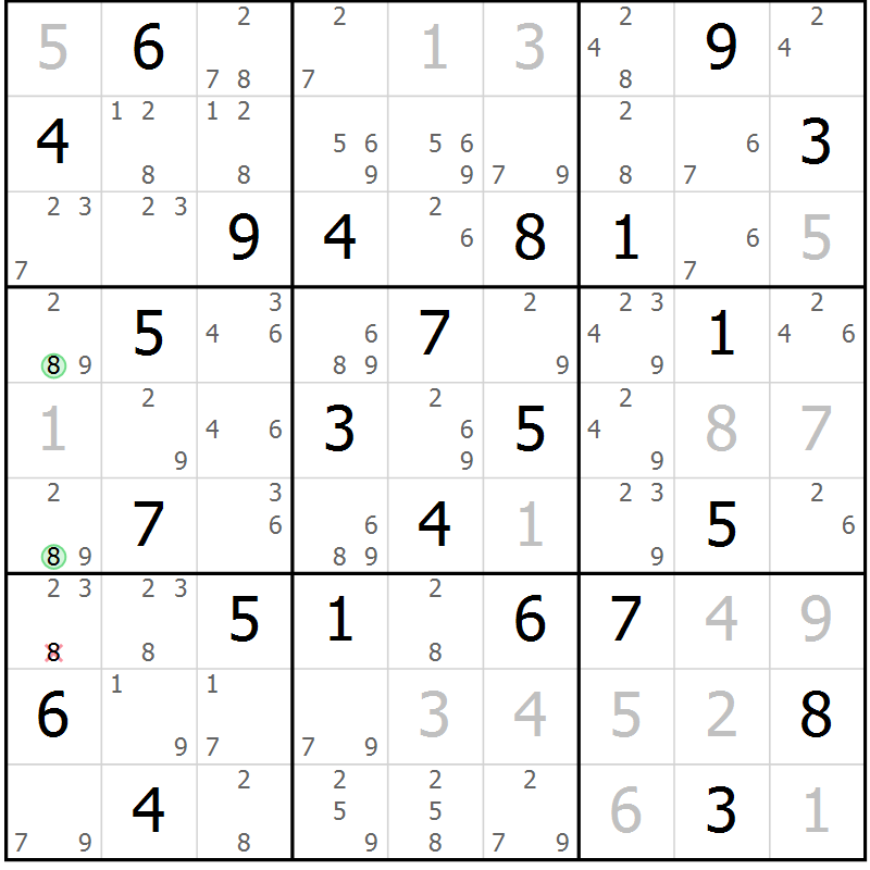 Position des candidats pour la solution de la Gr 63 page 66 du magazine de sudoku Maestro n° 101