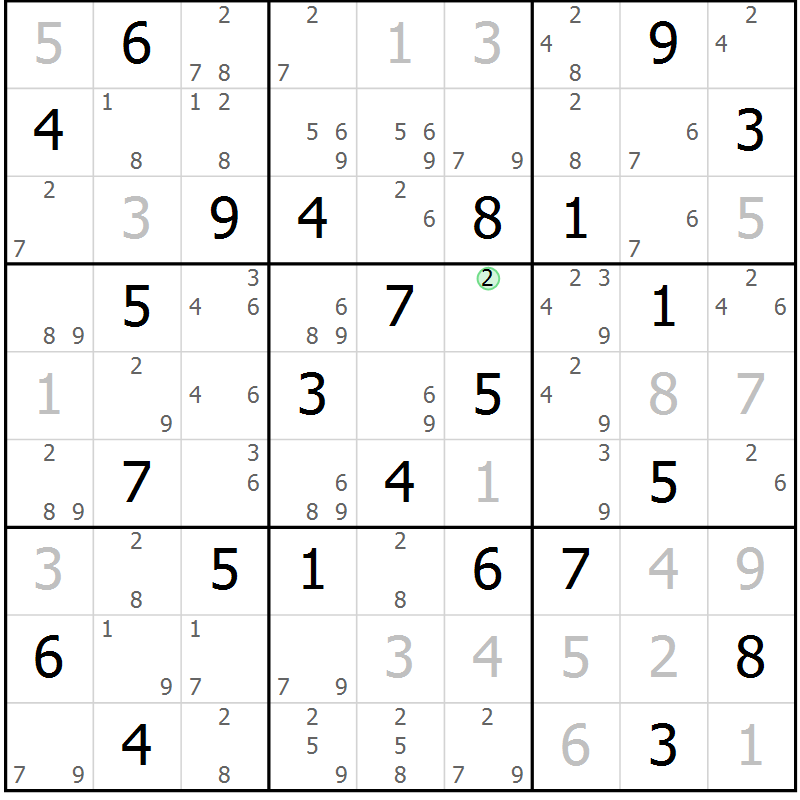 Position des candidats pour la solution de la Gr 63 page 66 du magazine de sudoku Maestro n° 101