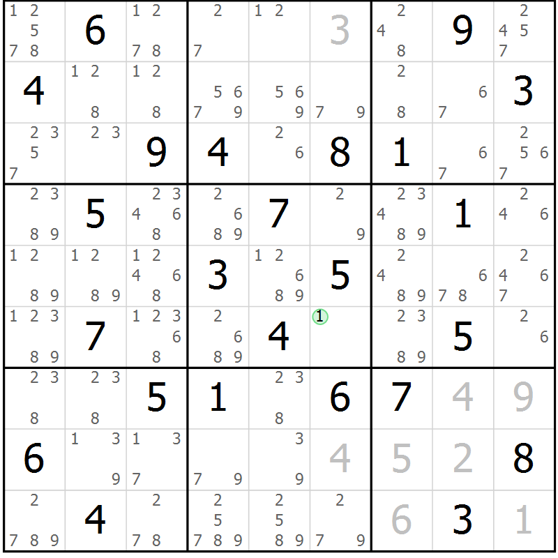 Position des candidats pour la solution de la Gr 63 page 66 du magazine de sudoku Maestro n° 101