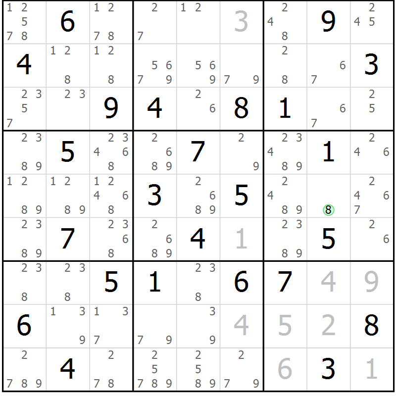 Position des candidats pour la solution de la Gr 63 page 66 du magazine de sudoku Maestro n° 101
