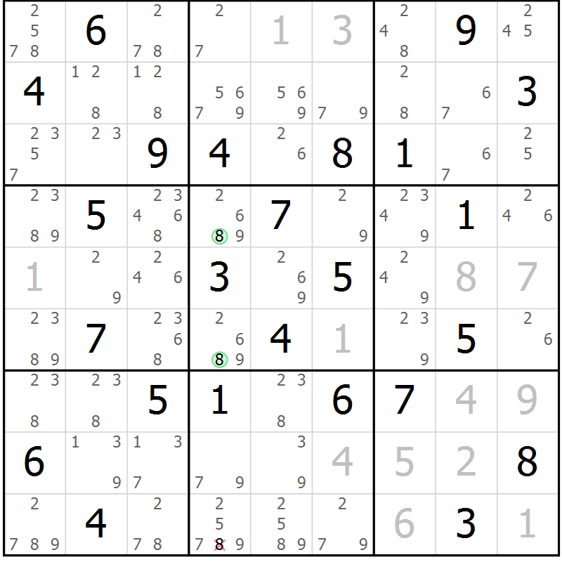 Position des candidats pour la solution de la Gr 63 page 66 du magazine de sudoku Maestro n° 101
