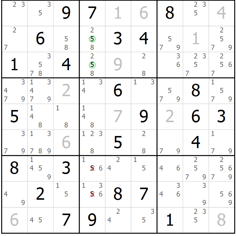 Position des candidats pour la solution de la Gr 64 page 67 du magazine de sudoku Maestro n° 101
