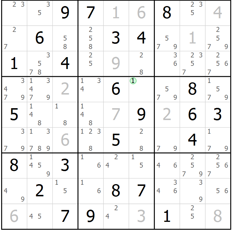 Position des candidats pour la solution de la Gr 64 page 67 du magazine de sudoku Maestro n° 101
