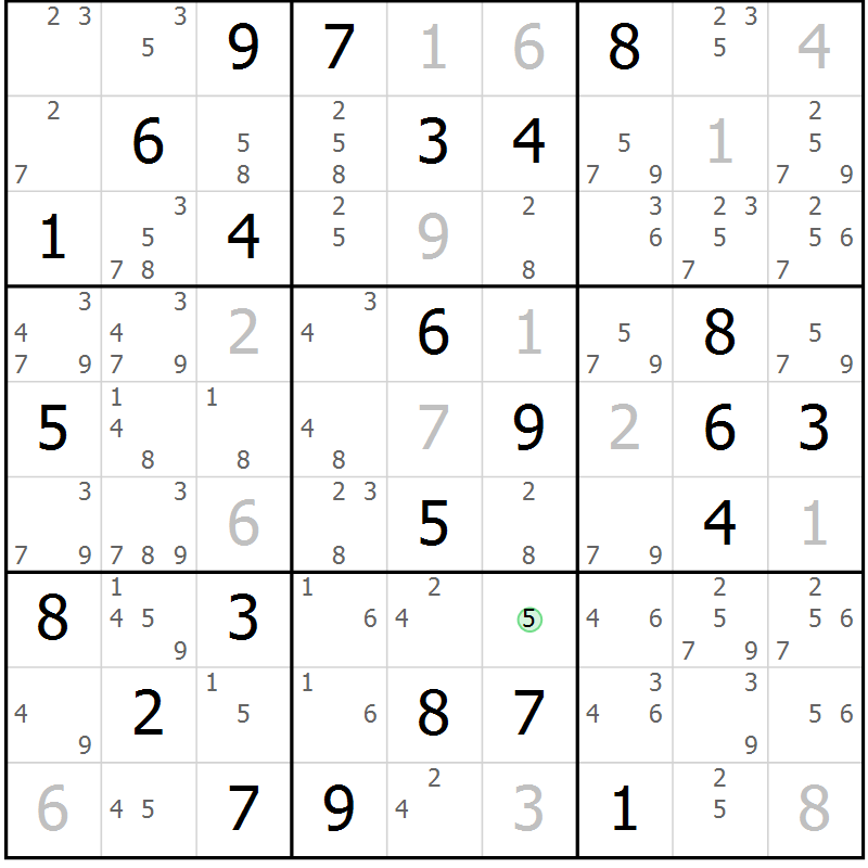 Position des candidats pour la solution de la Gr 64 page 67 du magazine de sudoku Maestro n° 101