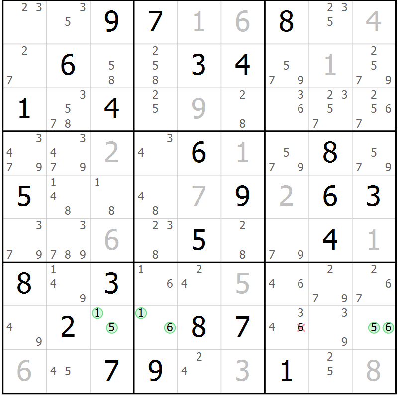 Position des candidats pour la solution de la Gr 64 page 67 du magazine de sudoku Maestro n° 101
