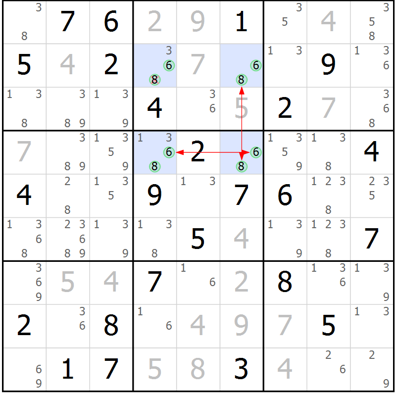 Position des candidats pour la solution de la Gr 65 page 68 du magazine de sudoku Maestro n° 101