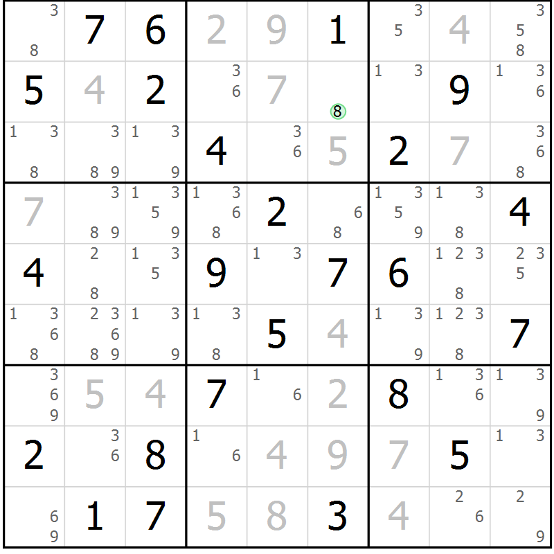 Position des candidats pour la solution de la Gr 65 page 68 du magazine de sudoku Maestro n° 101