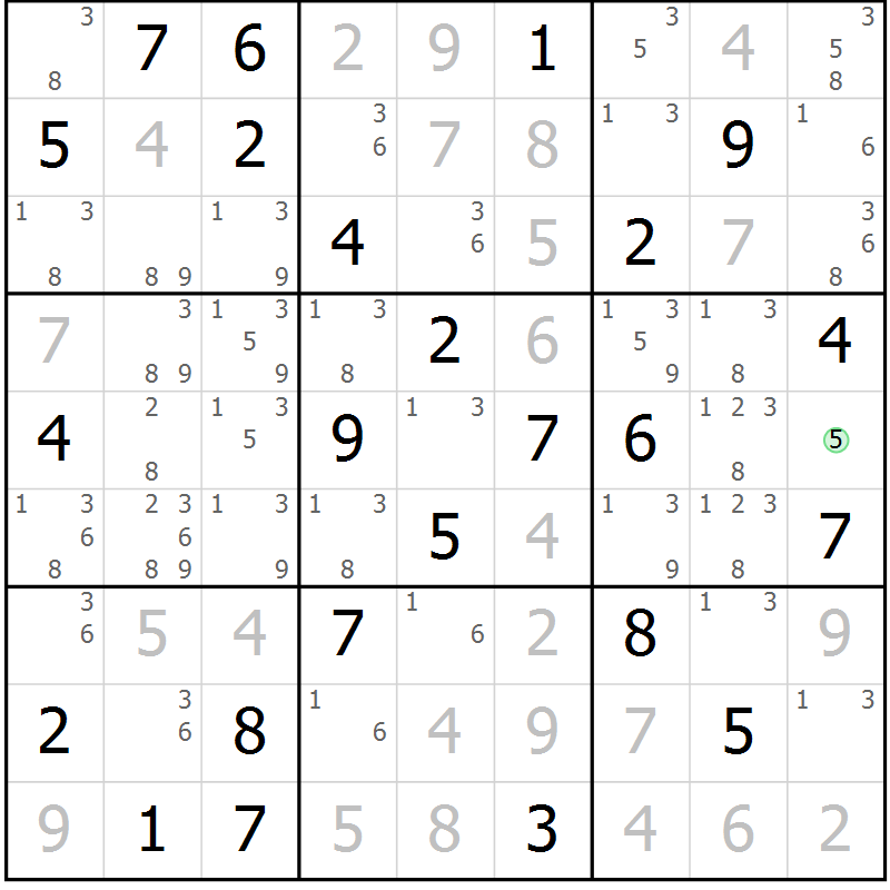 Position des candidats pour la solution de la Gr 65 page 68 du magazine de sudoku Maestro n° 101