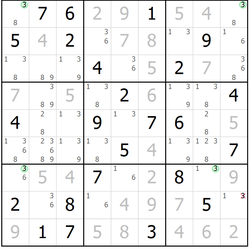 Position des candidats pour la solution de la Gr 65 page 68 du magazine de sudoku Maestro n° 101