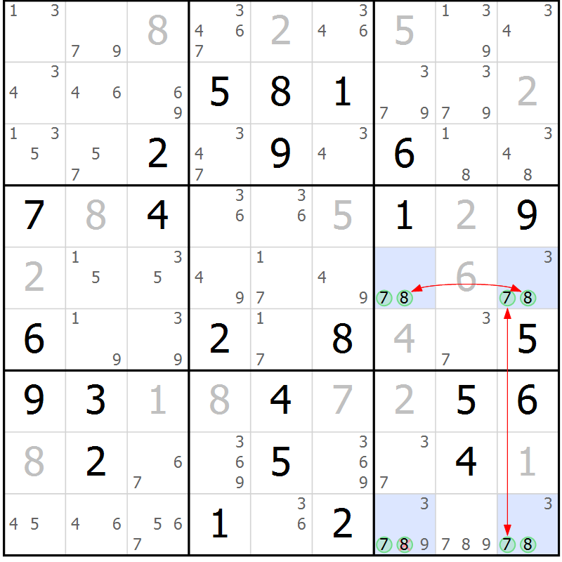 Position des candidats pour la solution de la Gr 66 page 69 du magazine de sudoku Maestro n° 101