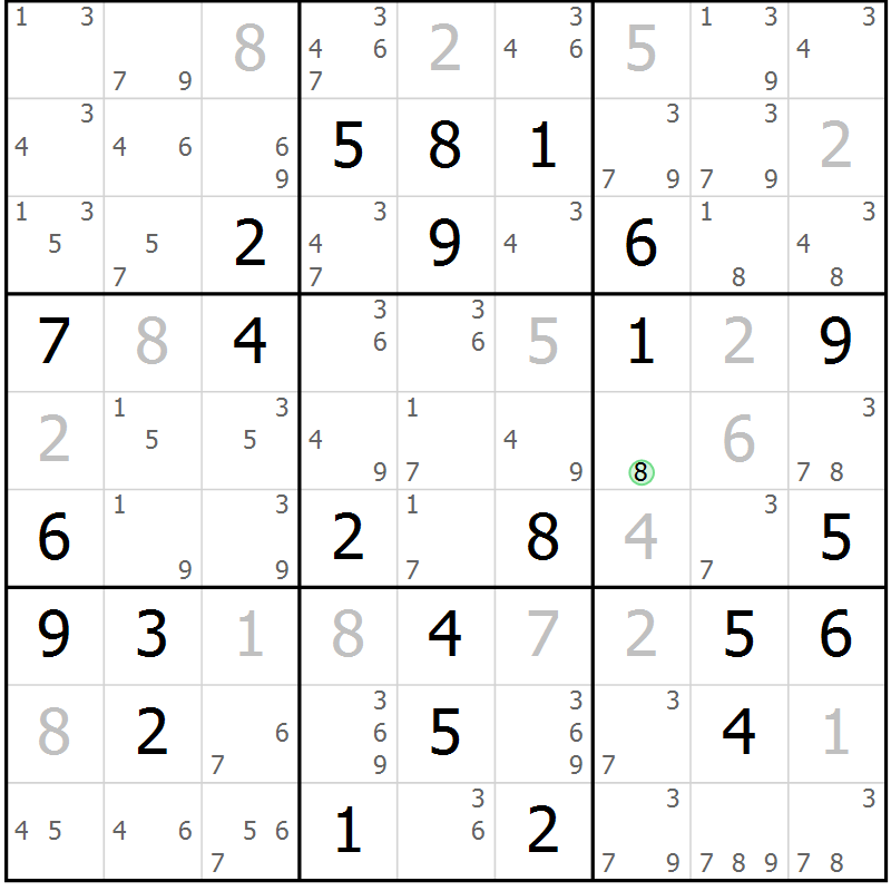 Position des candidats pour la solution de la Gr 66 page 69 du magazine de sudoku Maestro n° 101