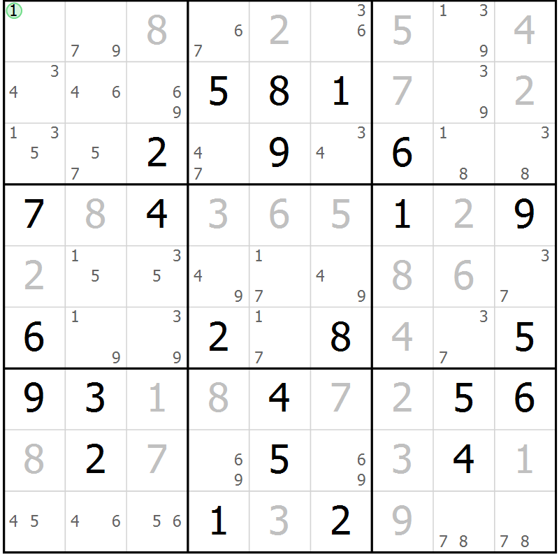 Position des candidats pour la solution de la Gr 66 page 69 du magazine de sudoku Maestro n° 101