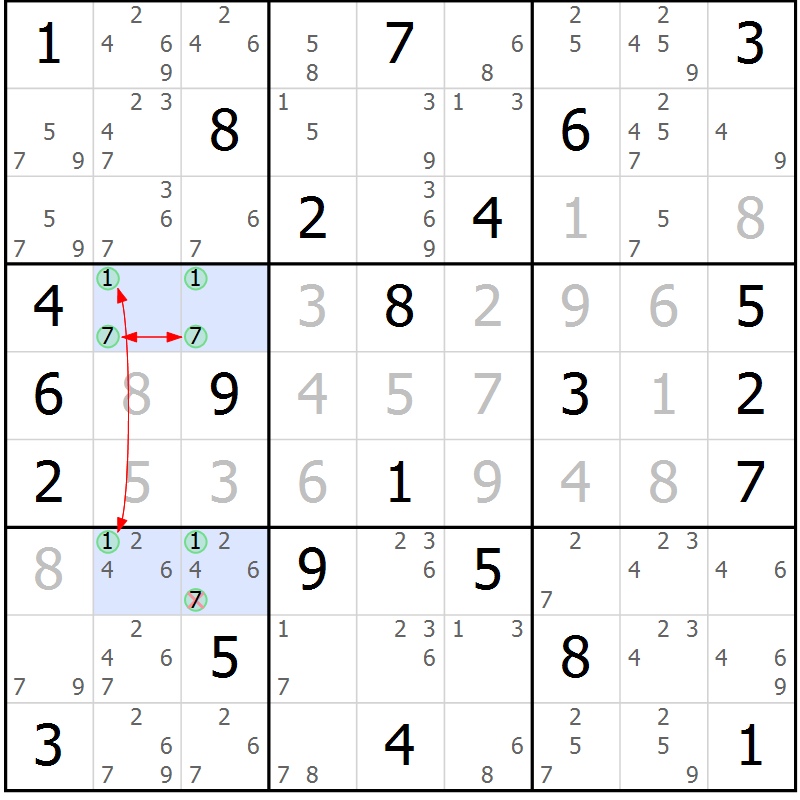 Position des candidats pour la solution de la Gr 67 page 70 du magazine de sudoku Maestro n° 101