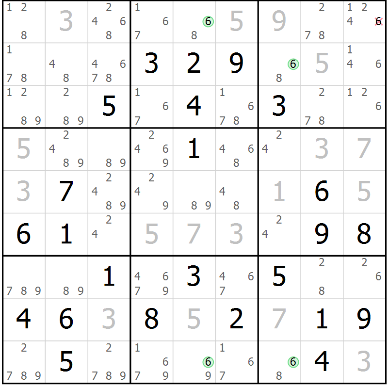 Position des candidats pour la solution de la Gr 70 page 73 du magazine de sudoku Maestro n° 101