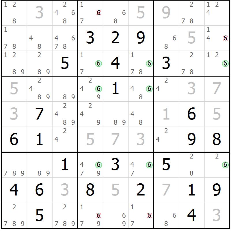 Position des candidats pour la solution de la Gr 70 page 73 du magazine de sudoku Maestro n° 101