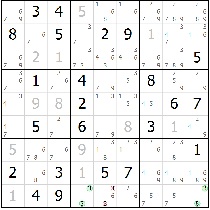 Position des candidats pour la solution de la Gr 71 page 74 du magazine de sudoku Maestro n° 101