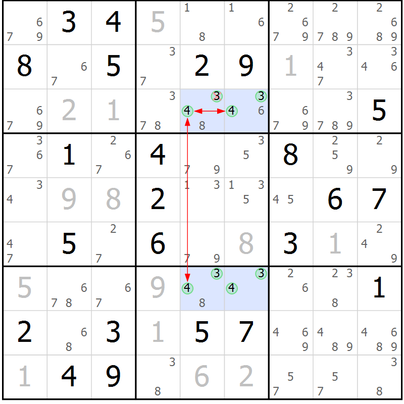 Position des candidats pour la solution de la Gr 71 page 74 du magazine de sudoku Maestro n° 101