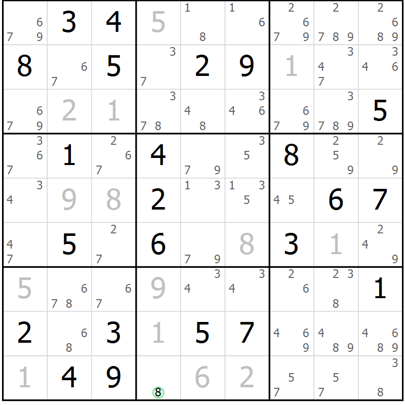 Position des candidats pour la solution de la Gr 71 page 74 du magazine de sudoku Maestro n° 101