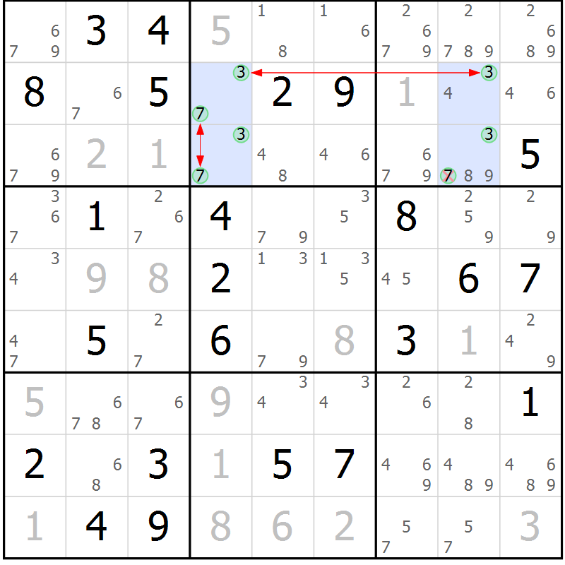 Position des candidats pour la solution de la Gr 71 page 74 du magazine de sudoku Maestro n° 101