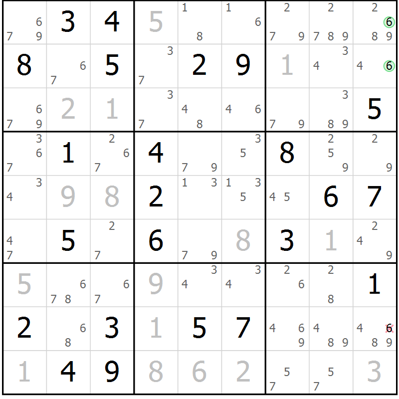 Position des candidats pour la solution de la Gr 71 page 74 du magazine de sudoku Maestro n° 101