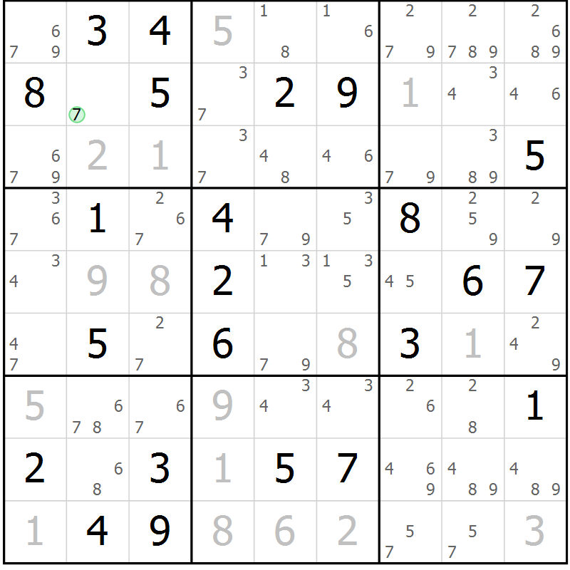 Position des candidats pour la solution de la Gr 71 page 74 du magazine de sudoku Maestro n° 101