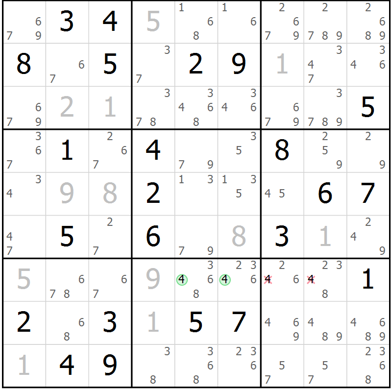 Position des candidats pour la solution de la Gr 71 page 74 du magazine de sudoku Maestro n° 101