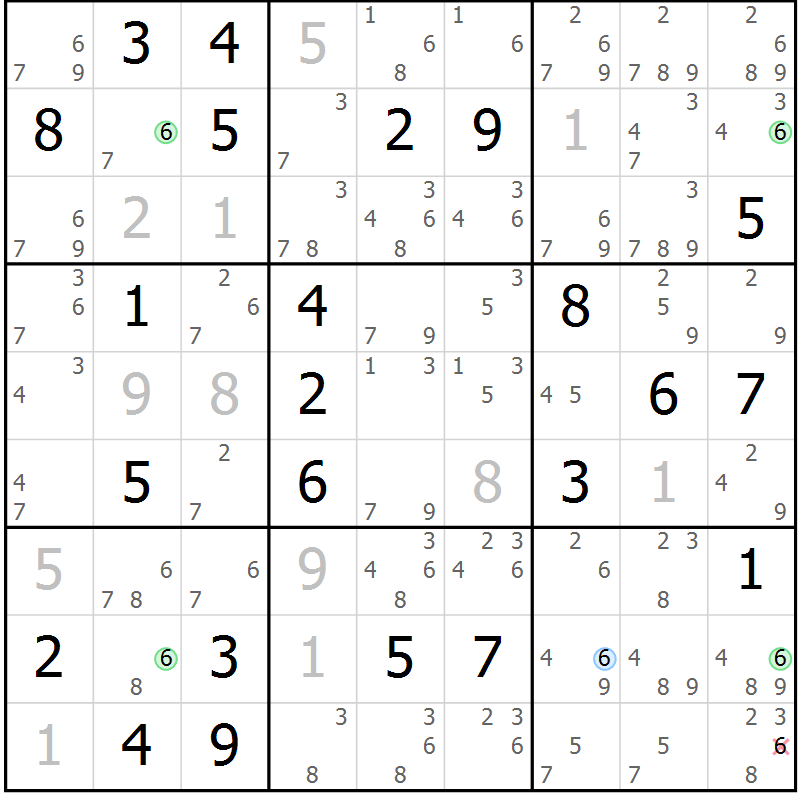 Position des candidats pour la solution de la Gr 71 page 74 du magazine de sudoku Maestro n° 101