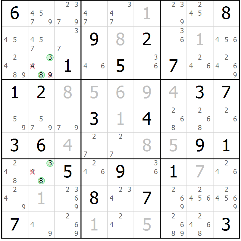 Position des candidats pour la solution de la Gr 73 page 76 du magazine de sudoku Maestro n° 101