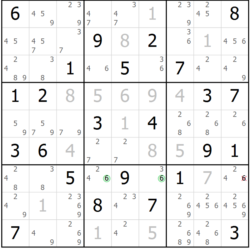 Position des candidats pour la solution de la Gr 73 page 76 du magazine de sudoku Maestro n° 101