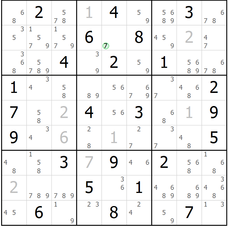 Position des candidats pour la solution de la Gr 76 page 79 du magazine de sudoku Maestro n° 101