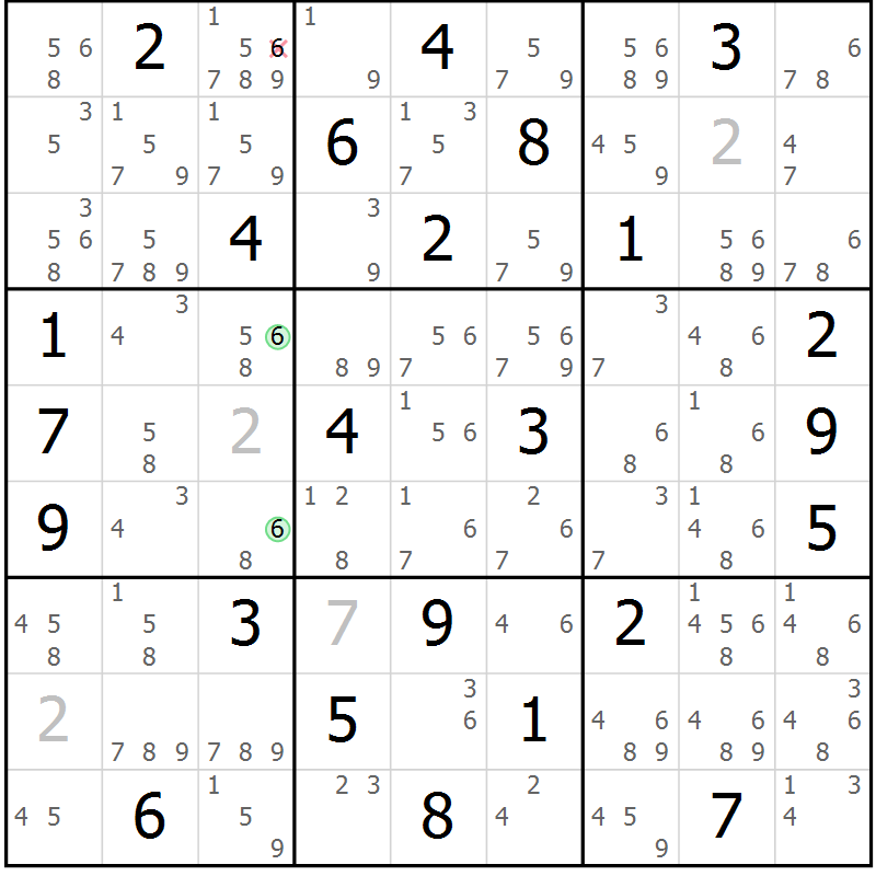 Position des candidats pour la solution de la Gr 76 page 79 du magazine de sudoku Maestro n° 101