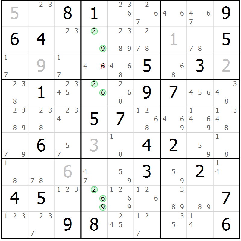 Position des candidats pour la solution de la Gr 79 page 82 du magazine de sudoku Maestro n° 101