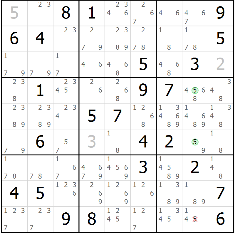 Position des candidats pour la solution de la Gr 79 page 82 du magazine de sudoku Maestro n° 101