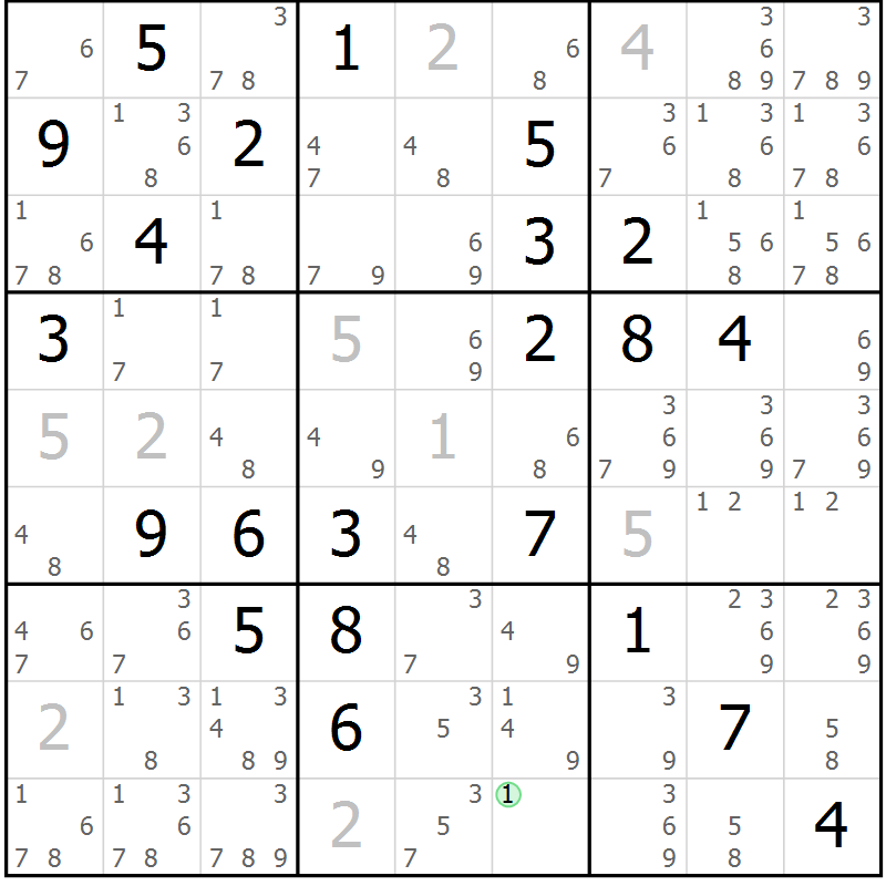 Position des candidats pour la solution de la Gr 82 page 85 du magazine de sudoku Maestro n° 101