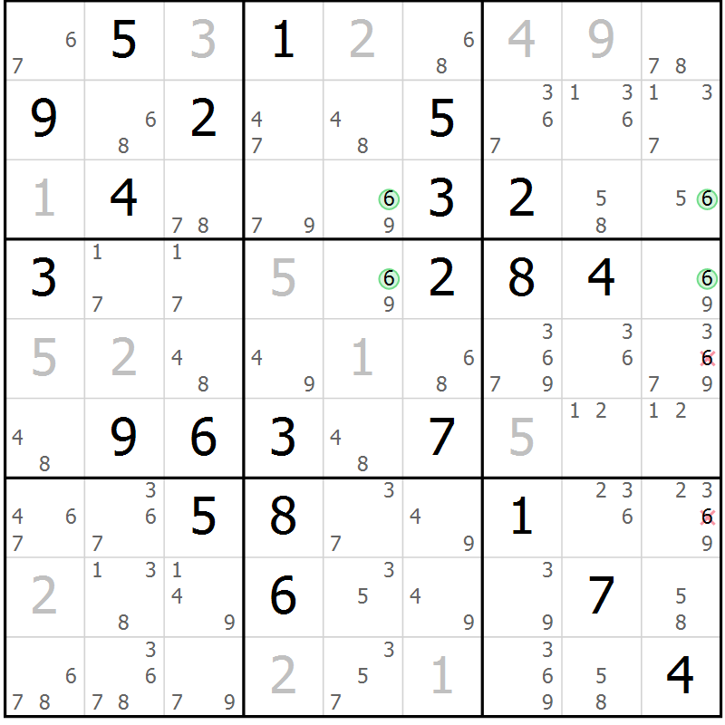 Position des candidats pour la solution de la Gr 82 page 85 du magazine de sudoku Maestro n° 101