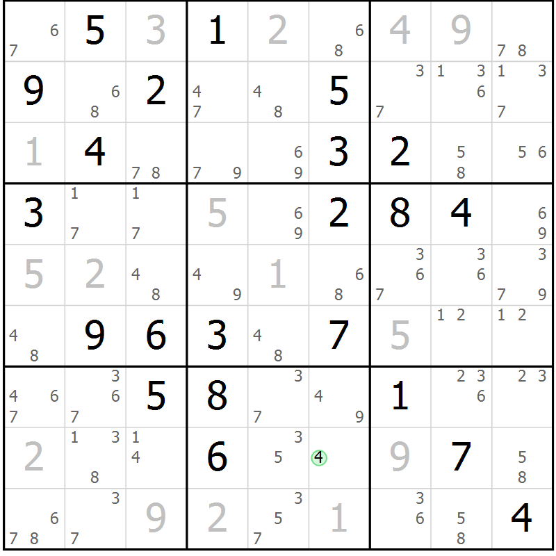 Position des candidats pour la solution de la Gr 82 page 85 du magazine de sudoku Maestro n° 101