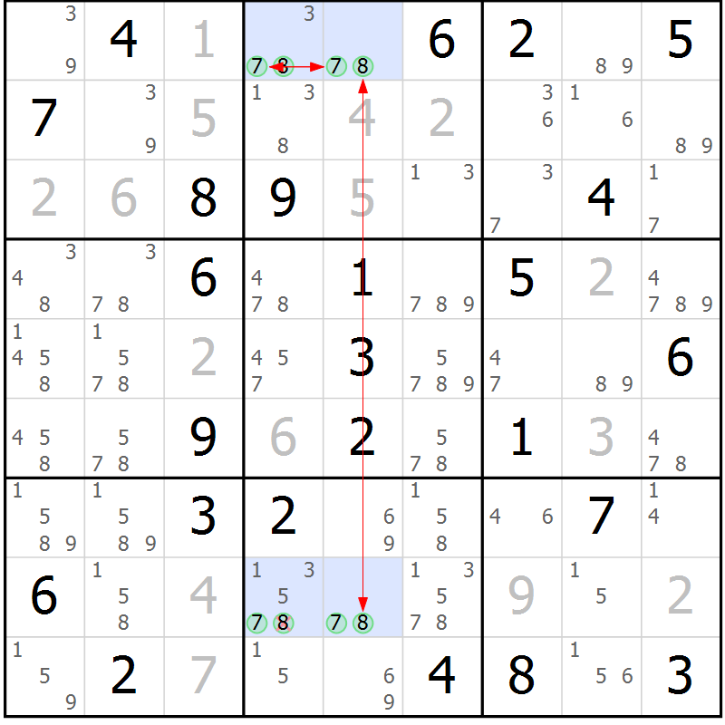 Position des candidats pour la solution de la Gr 83 page 86 du magazine de sudoku Maestro n° 101