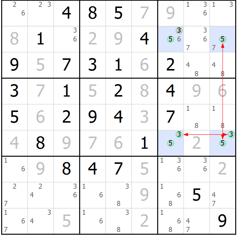 Position des candidats pour la solution de la Gr 9 page 12 du magazine de sudoku Maestro n° 101