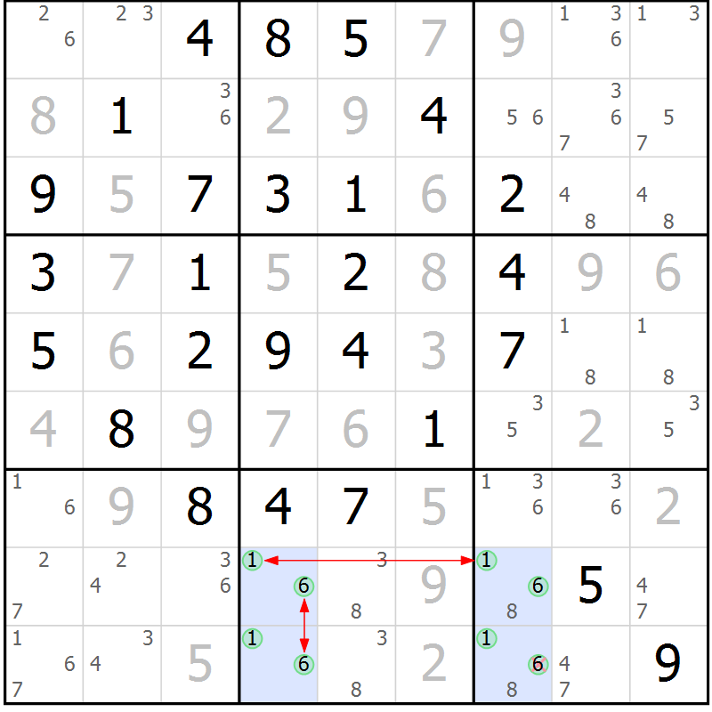 Position des candidats pour la solution de la Gr 9 page 12 du magazine de sudoku Maestro n° 101