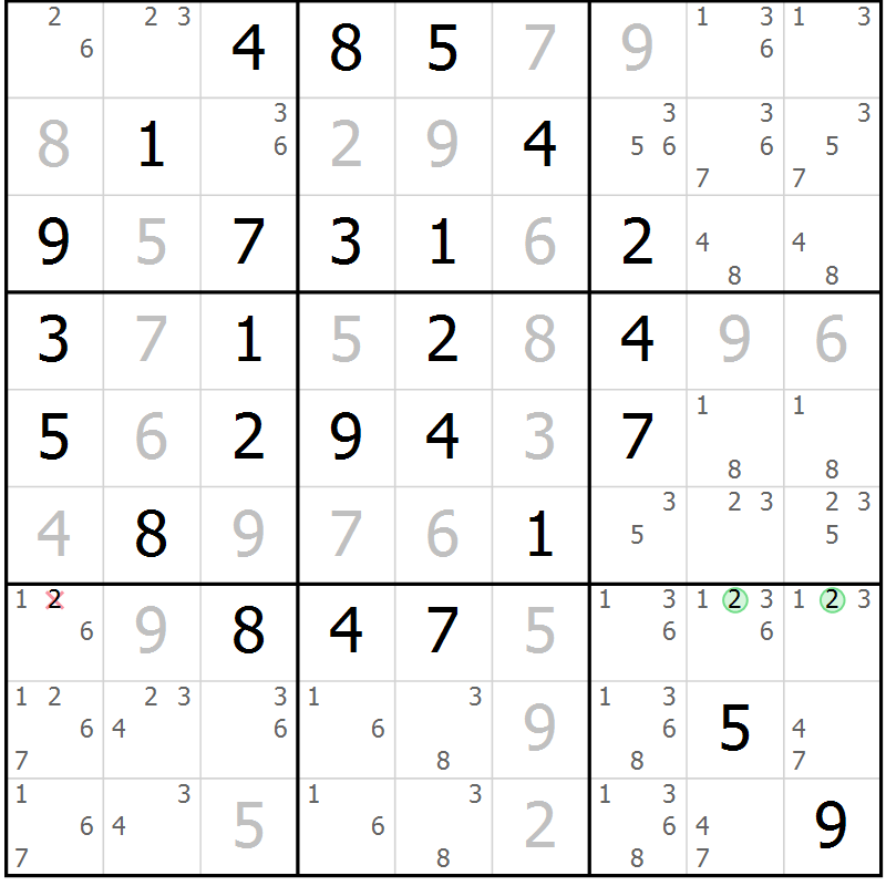 Position des candidats pour la solution de la Gr 9 page 12 du magazine de sudoku Maestro n° 101